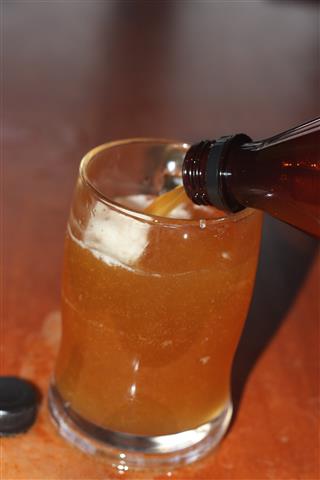 Pouring Mexican Honey Beer